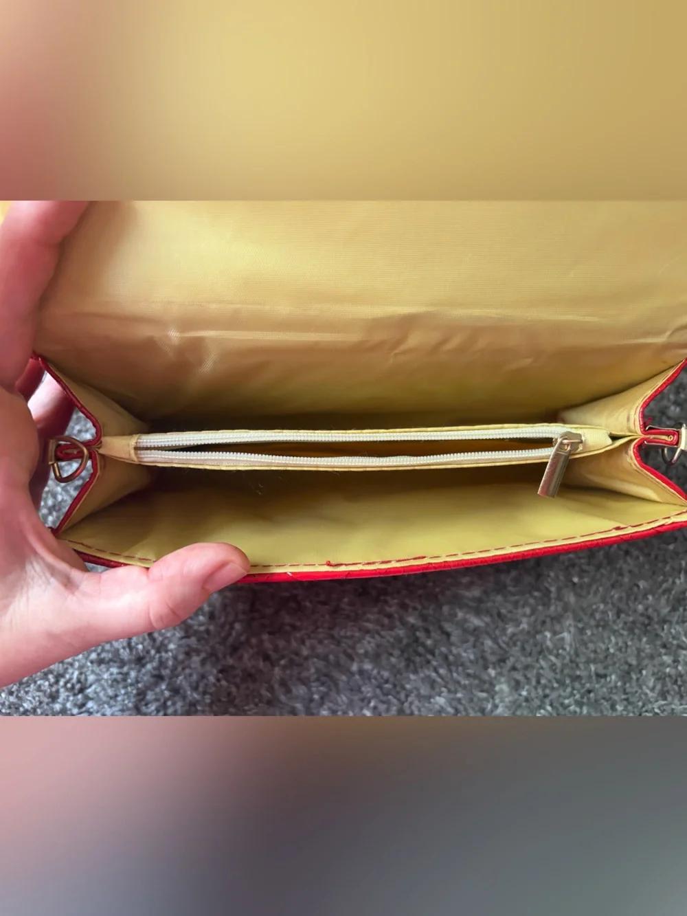 Tory Burch Red Embossed Wallet Clutch  with Gold Logo Accent